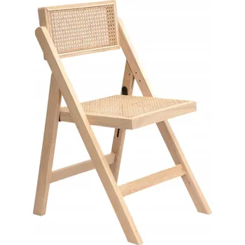Skládací dřevěná židle s ratanem VERDURA přírodní 46x52x80cm HOMLA