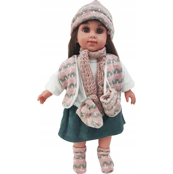 Panenka PANENKA SLADKÁ MÁJA S VESTOU, RUKAVICEMI A RŮŽOVOU ŠÁLOU HRAČKA