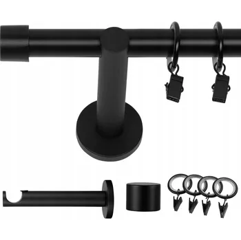 Garnýž GARNÝŽ JEDNOŘADÁ 140 CM, PRŮMĚR 19 MM, ČERNÁ MATNÁ, S TICHÝMI ŽABKAMI A KONCOVKAMI LUNA