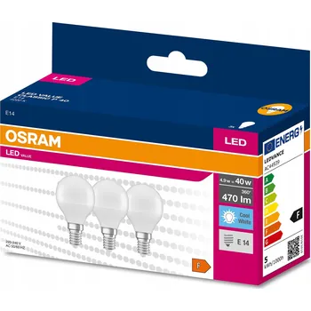 Žárovka 3x LED žárovka E14 P45, 4,9W (ekvivalent 40W), 4000K Osram