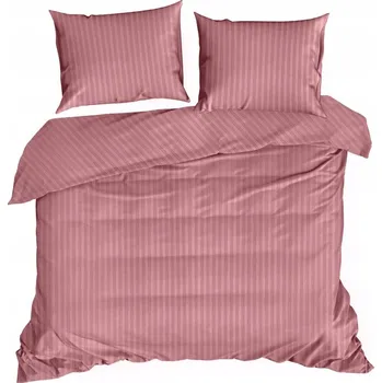 Povlečení SADA POVLEČENÍ Z BAVLNĚNÉHO SATÉNU, PROUŽKY 160 x 200 cm, RŮŽOVÁ