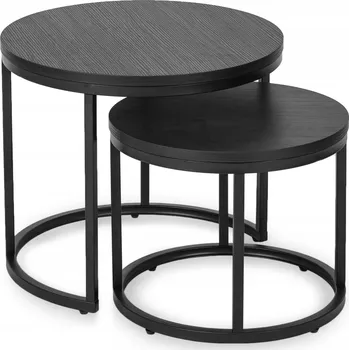 Konferenční stolek Sada konferenčních stolků kulatý 2v1 industriální loftová lavice černá MANU