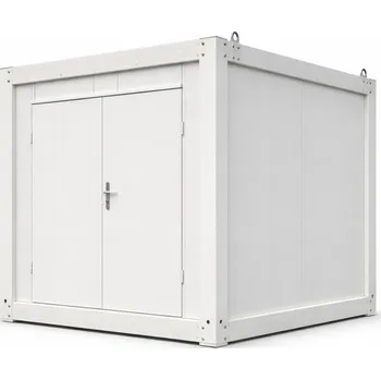 Zahradní stavba Skladový zateplený kontejner 240 x 240 x 257 cm, dvoukřídlé dveře, RAL 9002