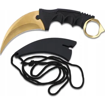 Kuchyňský nůž TAKTICKÝ NŮŽ GOLD KARAMBIT POUZDRO DÁREK DEN KLUKŮ 1502