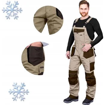 Pracovní oblečení Zateplené pracovní kalhoty s laclem Leber&Hollman béžové XXL