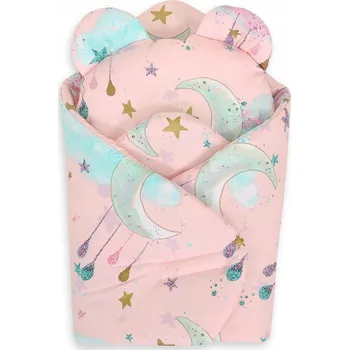 Zavinovačka Zavinovačka pro panenky s polštářkem medvídka - růžové měsíčky