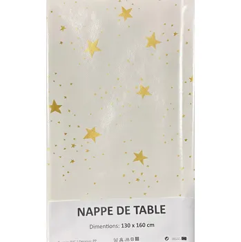 Vánoční dekorace LEVNO Bílý ubrus se zlatými hvězdami, 130 x 160 cm Varianta: 2 Nové zboží