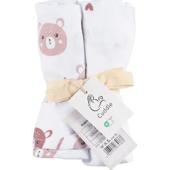 látková plena Mušelínové látkové pleny Méďa a srdíčka 70x70 cm: 2 kusy