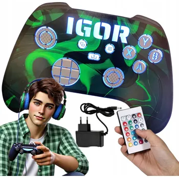 Lampička XBOX Ovladač - Personalizovaná lampička ZELENÝ NEON - RGB 16 barev - Dálkové ovládání