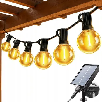 Venkovní osvětlení Solární zahradní girlanda, solární světla, 12 LED žárovek na balkon, 10 m, IP65