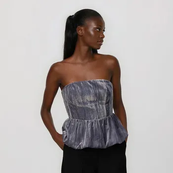 Dámská halenka Reserved - Velurová halenka - tmavě šedá - ZQ814-90X - ZQ814-90X-S