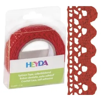 Kancelář Krajková textilní páska 1,5cm x 2m samolepicí - červená