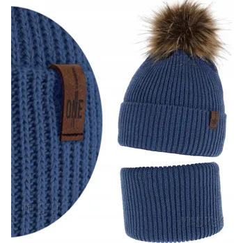 Čepice TEPLÝ džínový zimní set ČEPICE + NÁKRČNÍK vel. 54-58 FLÍSOVÝ 99 let