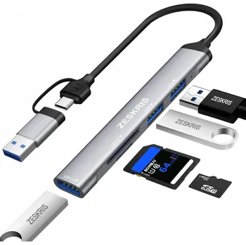 USB hub USB-C Hub Adaptér Univerzální Rozbočovač 5 Portů Ultratenký pro Mac Win