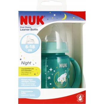 NUK Láhev 150 ml 6m+ s držátky First Choice Night zelená