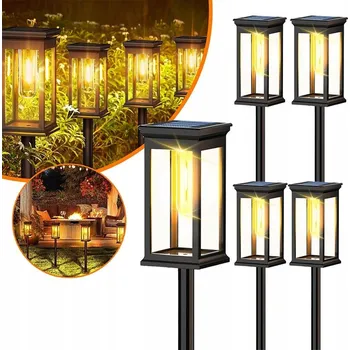 Venkovní osvětlení 4x Solární Zahradní Lampa Teplý senzor soumraku Velká baterie Premium
