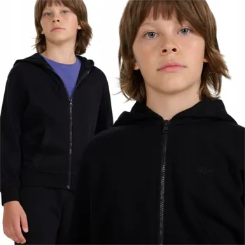 Chlapecká mikina 4F dětská mikina bavlna černá, velikost 146