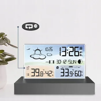 Hodiny HODINY DIGITÁLNÍ TEPLOMĚR VLHKOMĚR BAREVNÝ LCD BUDÍK PŘEDPOVĚĎ POČASÍ