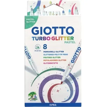 Fixy Giotto Turbo Glitter se třpytkami, 8 ks pastelové