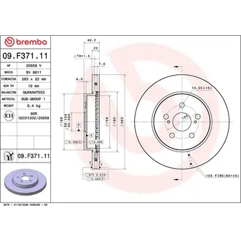 Brzdový kotouč Brzdový kotouč BREMBO 09.F371.11
