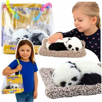 Figurka Spící Panda na Polštářku Figurka s Kožíškem Průhledná Taška