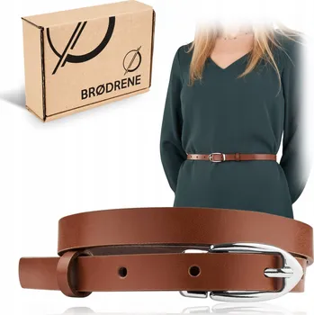 Opasek Módní Pásek Tenký kožený Brodrene pro ženy, hnědý, s přezkou, 120 cm