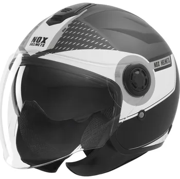 Helma na motorku Otevřená helma na motorku NOX N182 Round matná černo-stříbrná XS