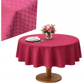 ubrus ČERVENÝ KULATÝ ODOLNÝ PROTI SKVRNÁM OZDOBNÝ KAŽDODENNÍ PŘÍLEŽITOSTNÝ UBRUS 140 Cm