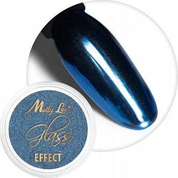 Přípravek na nehty Prášek Ozdoby Na Nechty MOLLYLAC 0,3g Skleněný Efekt Zrcadlový Modrý Č. 8