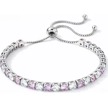 Náramek Sisi Jewelry Tennis náramek s růžovými a čirými zirkony Cianoti NR2327-KSB00001(35) Růžová 26 cm