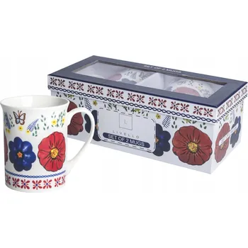 DÁRKOVÁ SADA 2 HRNKY KVĚTINY 350 ML PORCELÁN PORCELÁNOVÉ LIVELLO