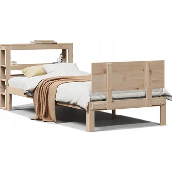 Postel Rám postele s čelem, bílá, 75x190 cm, masivní borovicové dřevo