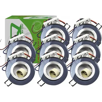 STROPNÍ SVÍTIDLO SKLENĚNÉ GU10 MR16 KULATÉ SKLO ČERNÉ + PÁSKA IQEPE 8 ks