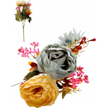 umělá květina Umělá kytice míchaná pivoňka barevná dekorační větvička 30 cm