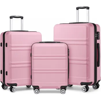 KONO Set 3 cestovních kufrů - ABS - růžová - 44L/66L/96L K1871-1L