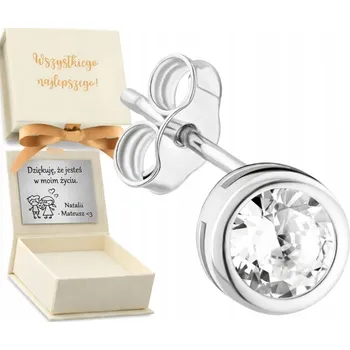 Náušnice 1 Kus Stříbrná Náušnice Klasická se Zirkonem Šroubovací Zasazená 925 Helix