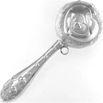 Stříbrné chrastítko koule se srdíčkem