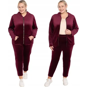 Dámské oblečení Velurová teplákovka v bordó barvě, velikost 48