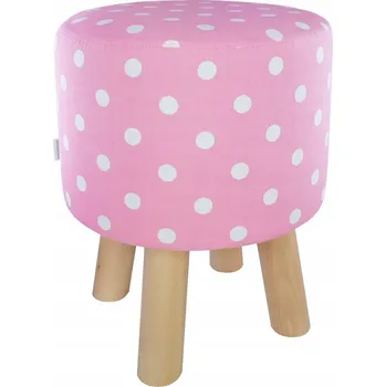 Taburet PUF STOLIČKA TABURET HRÁŠEK HRÁŠKY TEČKY RŮŽOVÁ BÍLÁ SKANDINÁVSKÝ STYL 36 CM