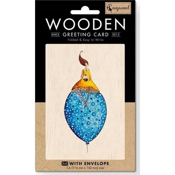 Obraz Dřevěné přání C6 + obálka Žena v balóně Cozywood kniha