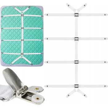 Prostěradlo Napinacz do prześcieradła 12 klipsów nastavitelný protiskluzový bílý