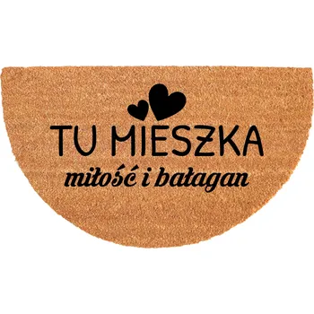 Rohožka PŮLKRUHOVÁ KOKOSOVÁ VSTUPNÍ ROHOŽKA - VTIPNÁ, S MOTIVEM LÁSKY A NEPOŘÁDKU