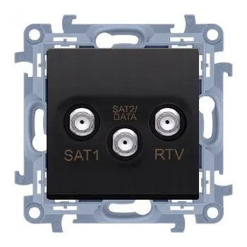 Elektrická zásuvka Anténní zásuvka SAT-SAT-TV černá matná SIMON 10 CASK2F.01/49 Kontakt-Simon