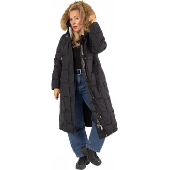 Dámský kabát Agrafka dámský kabát černý rozšířený s kapucí velikost 5XL