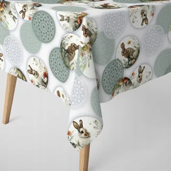 ubrus VELIKONOČNÍ UBRUS NA STŮL ZAJÍČCI A KRASLICE 120 cm x 240 cm