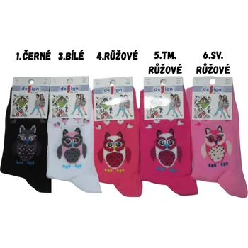 Design Socks Klasické dívčí ponožky sovička