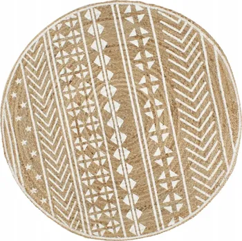 Koberec Ručně vyrobený jutový koberec s bílým potiskem, 150 cm