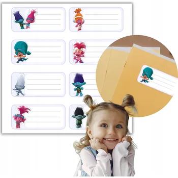 samolepka Samolepky na sešity 8 kusů TROL Poppy Mruk motiv pohádky ARCH