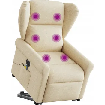 Křeslo Zvedací masážní křeslo, elektrické, polohovací, krémové