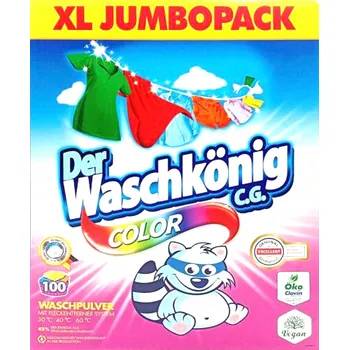 Prací prášek Der Waschkonig Prací prášek na barevné prádlo 100 dávek 6,5 kg + ubrousky do pračky
